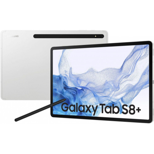 Samsung Galaxy Tab S8 Plus: 12.4" Display, 8/128GB Storage, Wi-Fi, Silver Color.