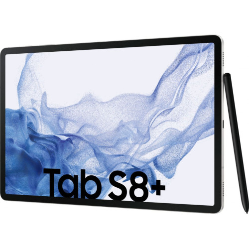Samsung Galaxy Tab S8 Plus: 12.4" Display, 8/128GB Storage, Wi-Fi, Silver Color.