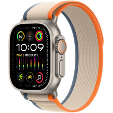 Apple Watch Ultra 2 GPS + Cellular 49mm Titanium Case with Orange/Beige Trail Loop - S/M (MRF13)