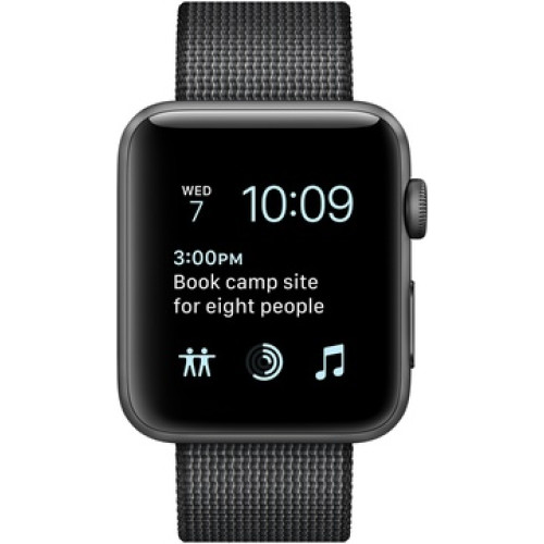 Apple Watch 42mm Series 2 Space Gray Aluminum Case with Black Woven Nylon (MP072)