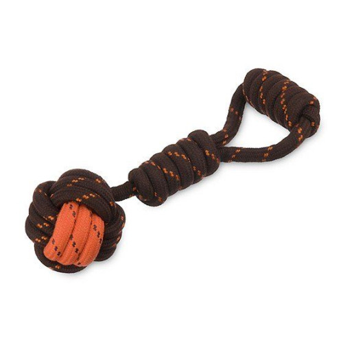 PetPlay Tug Ball Rope Toy Плетеная игрушка для собак мяч с ручкой коричневый малый