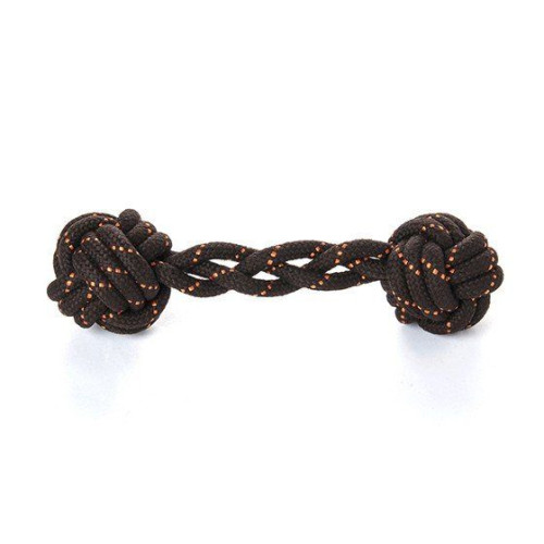 PetPlay Tug Barbell Rope Toy Плетена іграшка для собак перетяжка 2 м'ячі велика коричнева