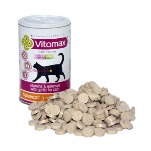 Vitomax (Витомакс) Бреверс з пивними дріжджями та часником вітаміни для котів, 300 таб