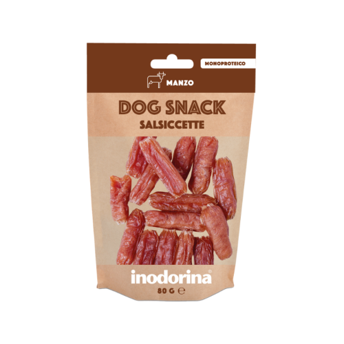 Inodorina dog snack salsiccette manzo ласощі для собак яловичі ковбаски 80г