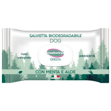 Inodorina Green Addolcente - Біорозкладні серветки для собак з м'ятою та алоє, 30 шт