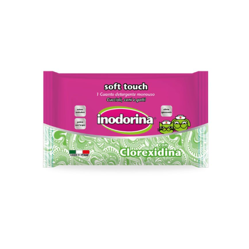 Inodorina Soft Touch Monouso Clorex - Рукавичка для очищення шерсті з хлоргексидином