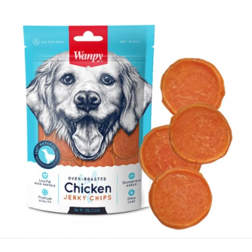 Wanpy Chicken Jerky Chips - Ласощі для собак в'ялені чіпси з курячого філе, 100 г