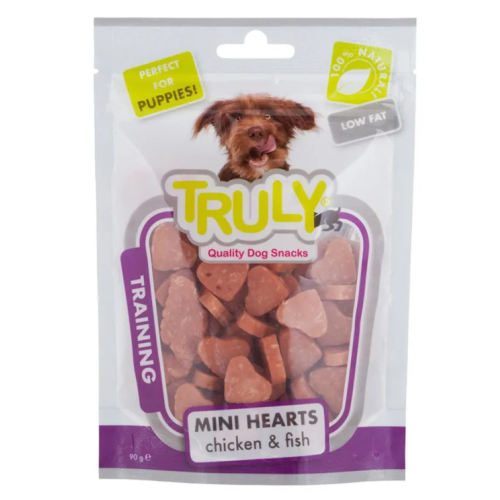 Truly Mini hearts chicken fish - Ласощі для собак дрібних порід з куркою та рибою, 90 г
