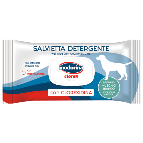 Inodorina con clorexidina вологі серветки для собак із хлоргексидином та ароматом білого моху 40 шт