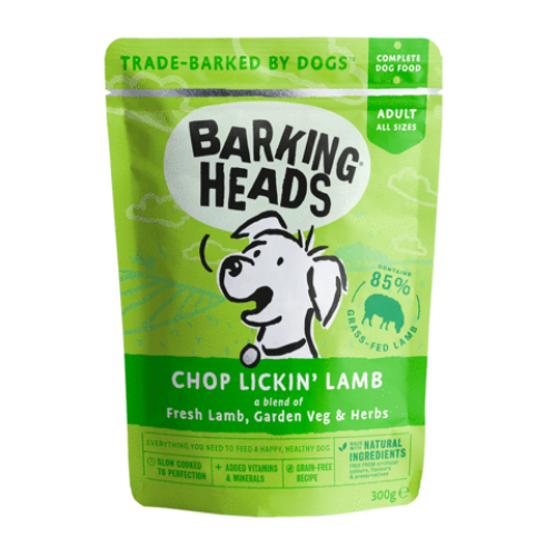 BARKING HEADS Chop Lickin Lamb - Вологий корм для собак "Мрії про ягнятко" з ягням - пауч 300 г
