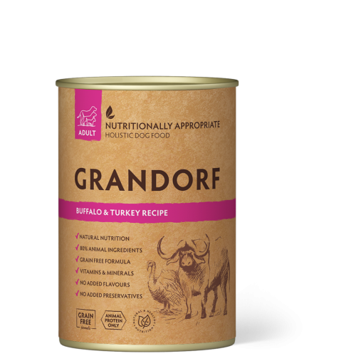 Grandorf Влажный корм для собак с мясом буйвола и индейкой, 400 г