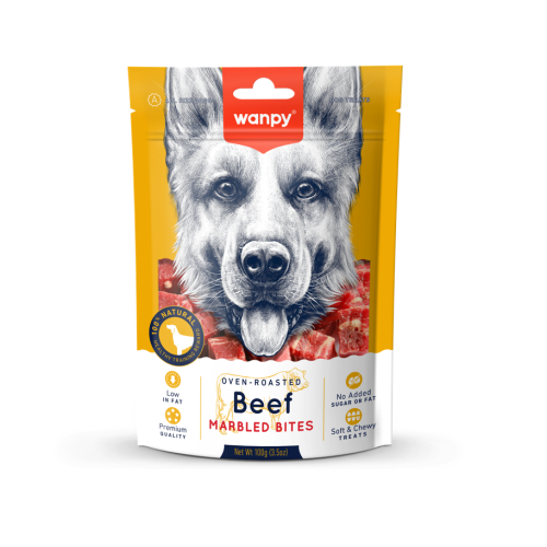Wanpy Beef Marbled Bites - Ласощі для собак шматочки мармурової яловичини 100г