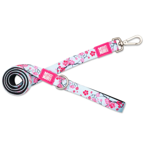 Short Leash Cherry Bloom/XS - Короткий рожевий повідець з вишневим принтом