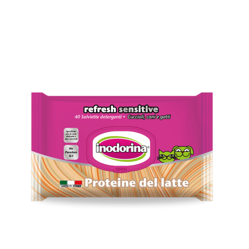 Inodorina Refresh Sensitive Proteine del Latte - Салфетки освежающие с ароматом молока, 40 шт