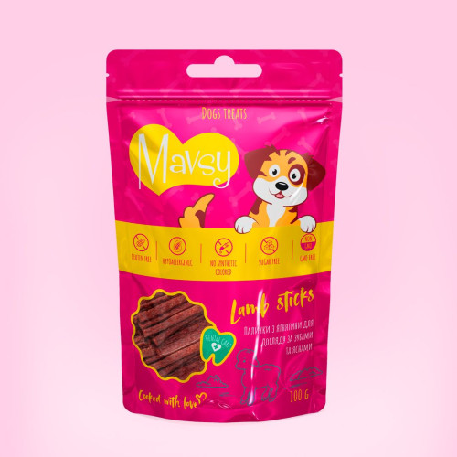 MAVSY Lamb sticks for dogs - Палички з ягнятини для догляду за зубами та яснами для собак, 100г