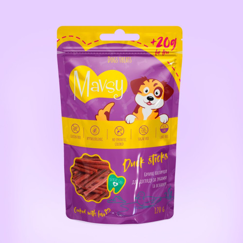 MAVSY Duck sticks for dogs - Утиные палочки для ухода за зубами и деснами для собак, 100г + 20г в подарок