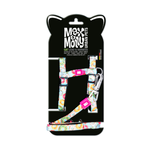 Max Molly Cat Harness/Leash Set - Leopard Pink/1 Size - Набір шлеї та повідця для котів з пончиковим