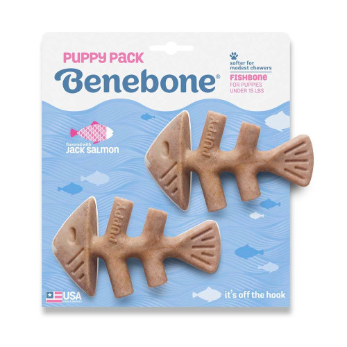 Benebone Puppy Pack Fishbone - Набор из двух жевательных игрушек для собак со вкусом лосося