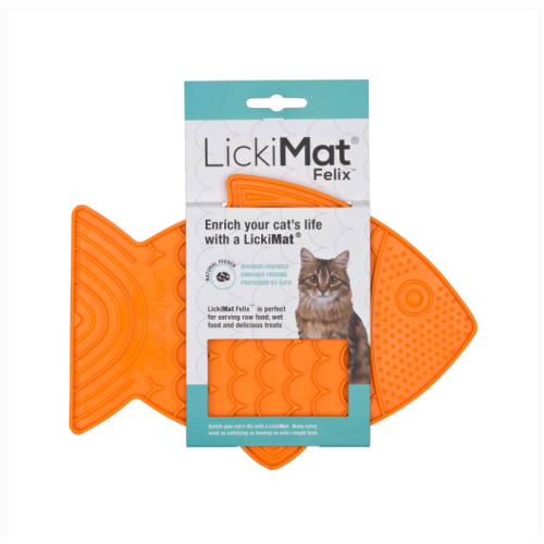 LickiMat Felix Каучуковий килимок для ласощів для котів помаранчевий