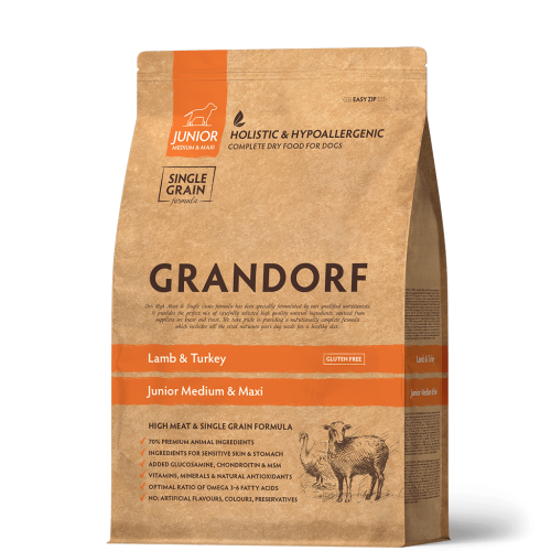 Grandorf DOG JUNIOR MEDIUM & MAXI Lamb & Turkey - Грандорф Cухий корм з ягням та індичкою для цуценя