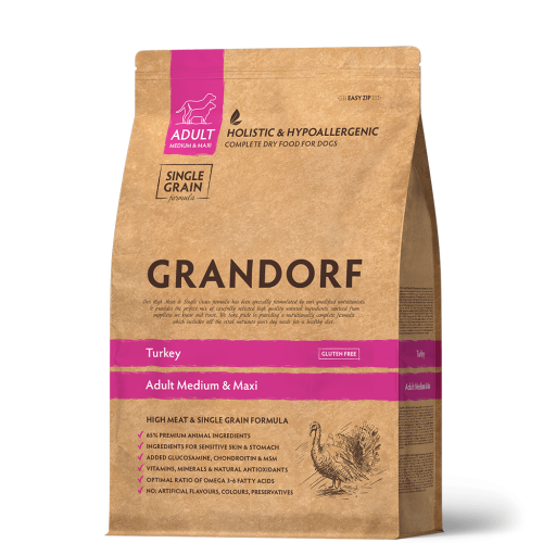 Grandorf Turkey Adult Medium & Maxi Breeds - Грандорф сухий комплексний корм для дорослих собак сере