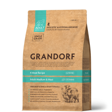 Grandorf 4 Meat Recipe Adult Medium & Maxi Breeds - Грандорф сухой комплексный корм для взрослых собак средних и крупных пород 4 вида мяса и бурым рисом 1 кг