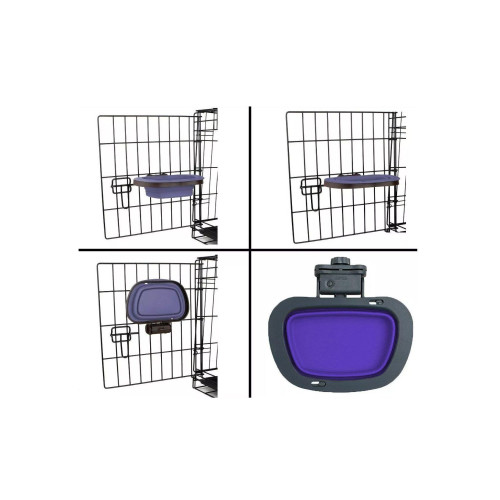 DEXAS Collapsible Kennel Bowl - Миска, що складається, з кріпленням на клітку, 26х21.6х3.7, 600 мл,