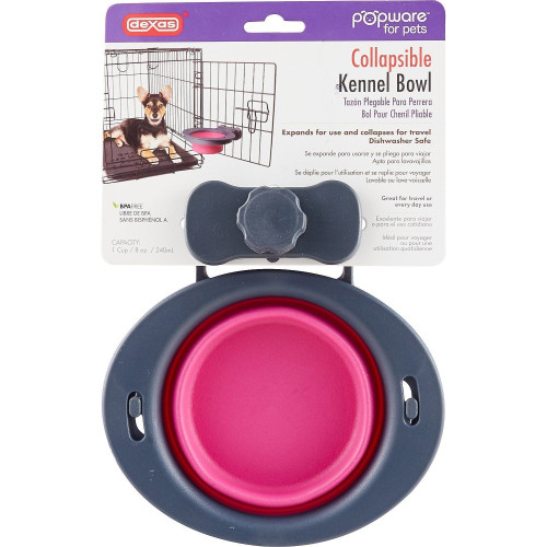 DEXAS Collapsible Kennel Bowl - Миска, що складається, з кріпленням на клітку, 240 мл, Блакитний