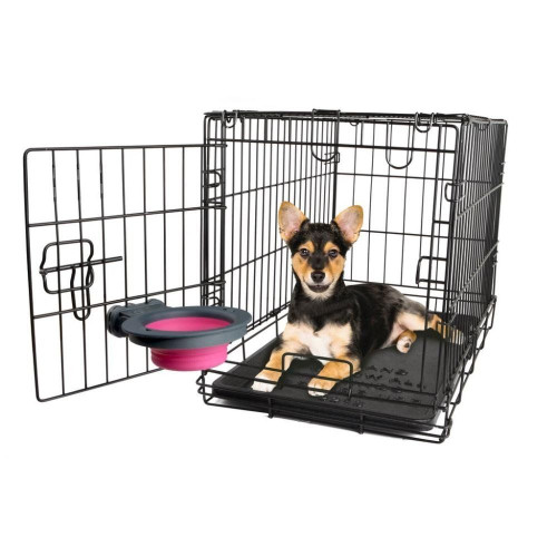 DEXAS Collapsible Kennel Bowl - Миска, що складається, з кріпленням на клітку, 240 мл, Блакитний