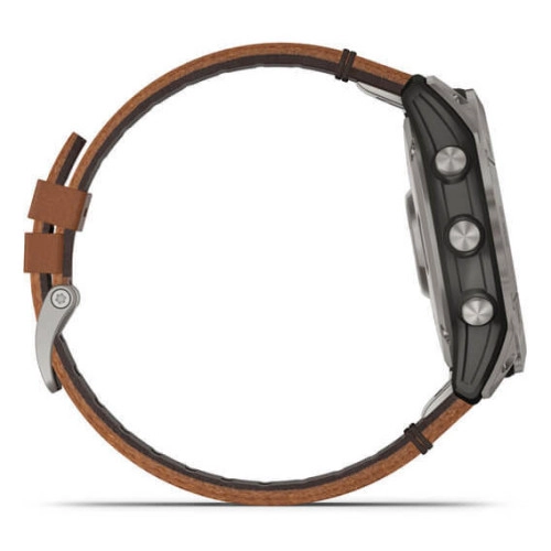 Garmin Fenix 7X:Titanium Solar Watch with Chestnut Leather Band