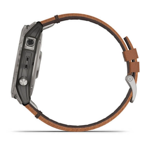 Garmin Fenix 7X:Titanium Solar Watch with Chestnut Leather Band