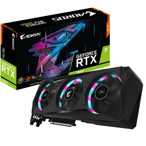 Видеокарта GIGABYTE GeForce RTX3050 8Gb AORUS ELITE (GV-N3050AORUS E-8GD)