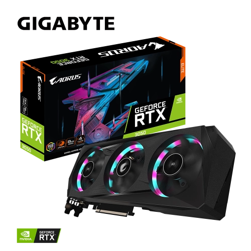 Видеокарта GIGABYTE GeForce RTX3050 8Gb AORUS ELITE (GV-N3050AORUS E-8GD)