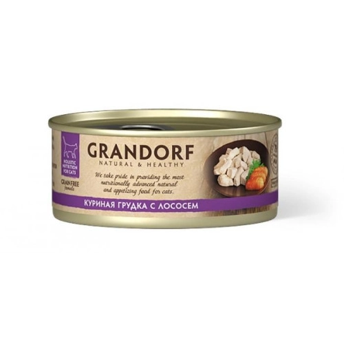 GRANDORF Консерви для кішок "Куряча грудка з лососем", 70 г