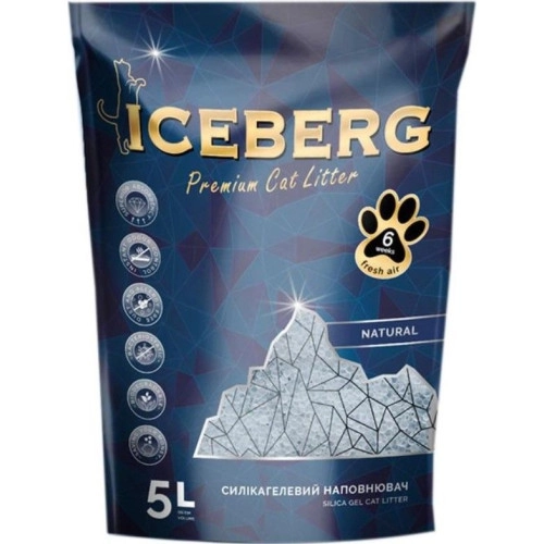 Iceberg - гігієнічний наповнювач на основі силікагелю для котячих туалетів, без аромату, 5 л