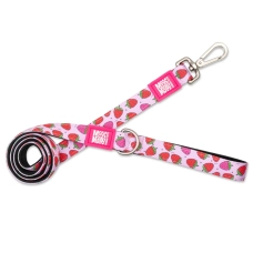 Short Leash Strawberry Dream/XS - Короткий рожевий повідець з получним принтом