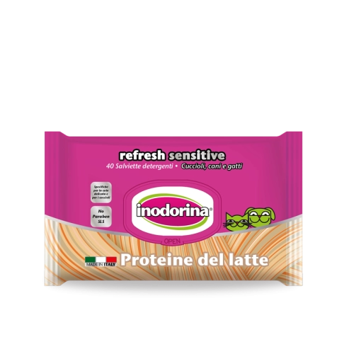 Inodorina Refresh Sensitive Proteine del Latte - Салфетки освежающие с ароматом молока, 40 шт
