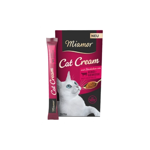 Miamor Cat Cream Mit stuckchen Rind gemuse, зі шматочками яловичини та овочами (5 стіків х 15 г)